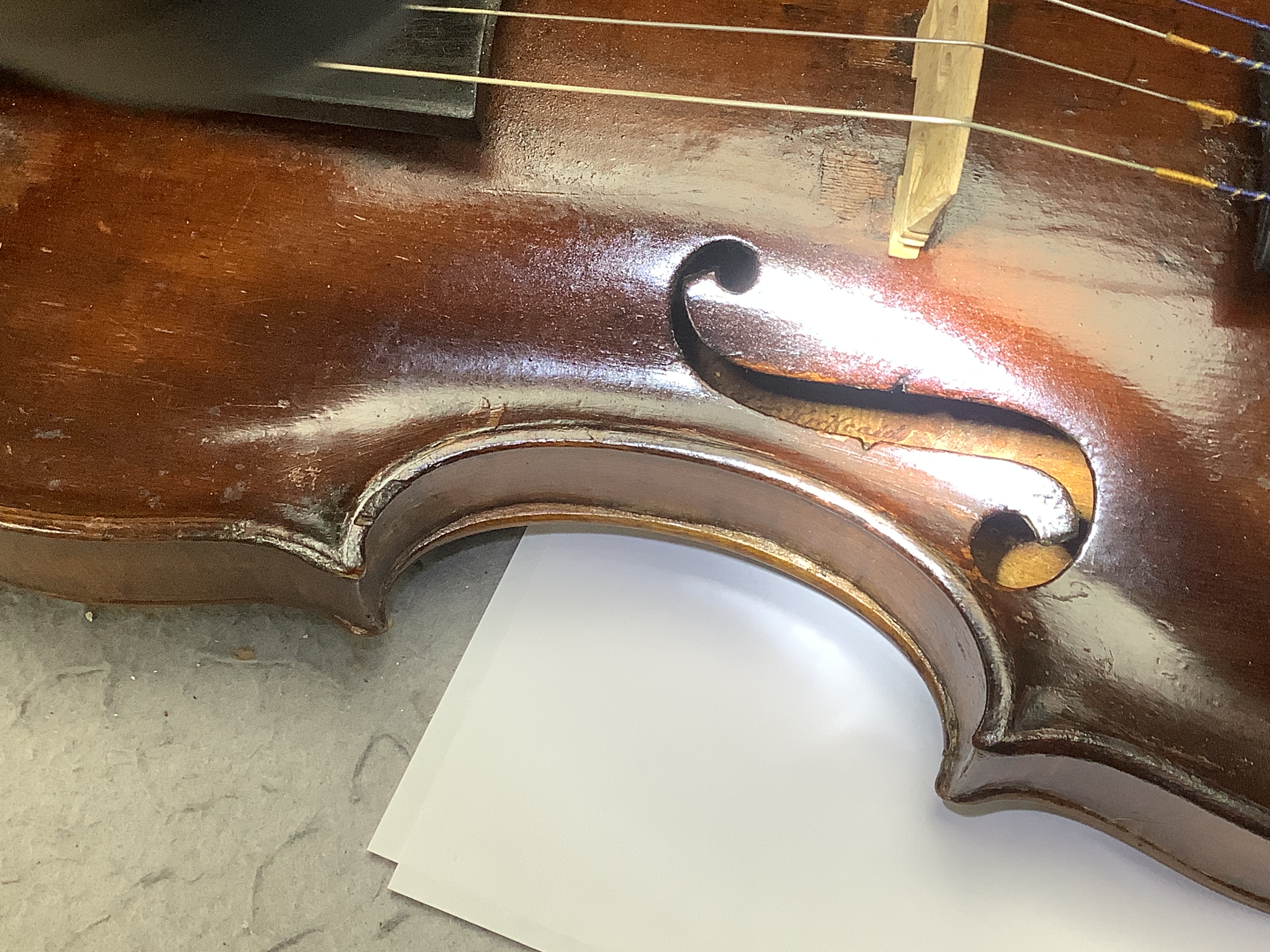 A 19th century English violin, bears hand written paper label, a modern Stentor violin and a metronome